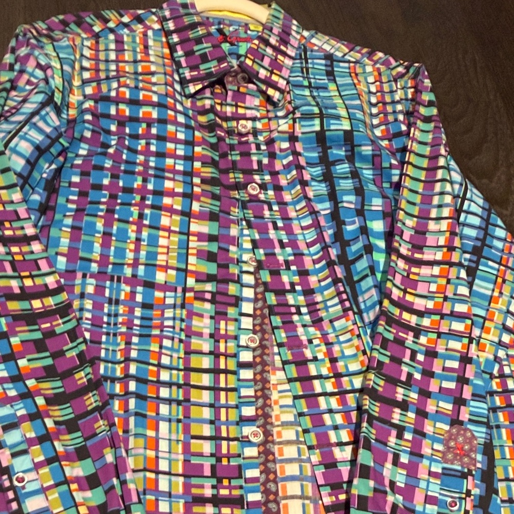 Men's Robert Graham Multi-Color Geometric Button-Down Shirt - XL Tailored Fit - Picture 3 of 5